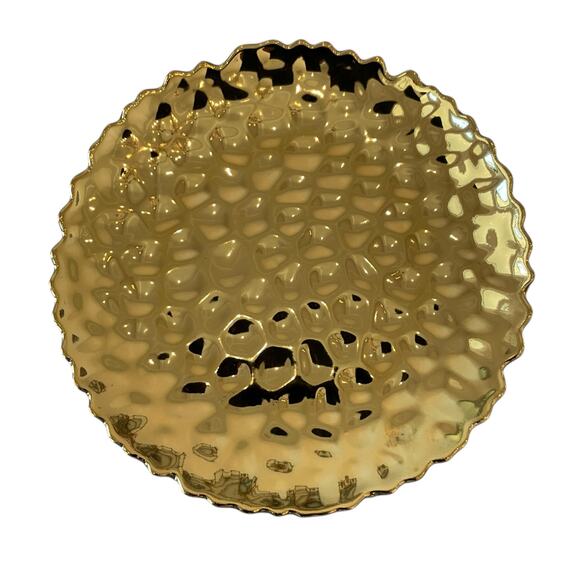 Baroque Collection Appetizer Plates 6" Hammered Gold Set of 4 Holiday Glam New - Picture 5 of 14